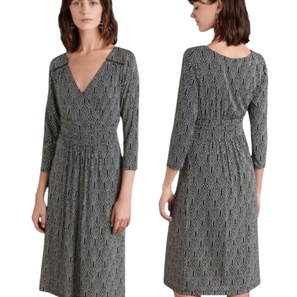 MAEVE ANTHROPOLOGIE 'Galena" Art Deco Faux Wrap Dress - Size Small - Picture 2 of 16